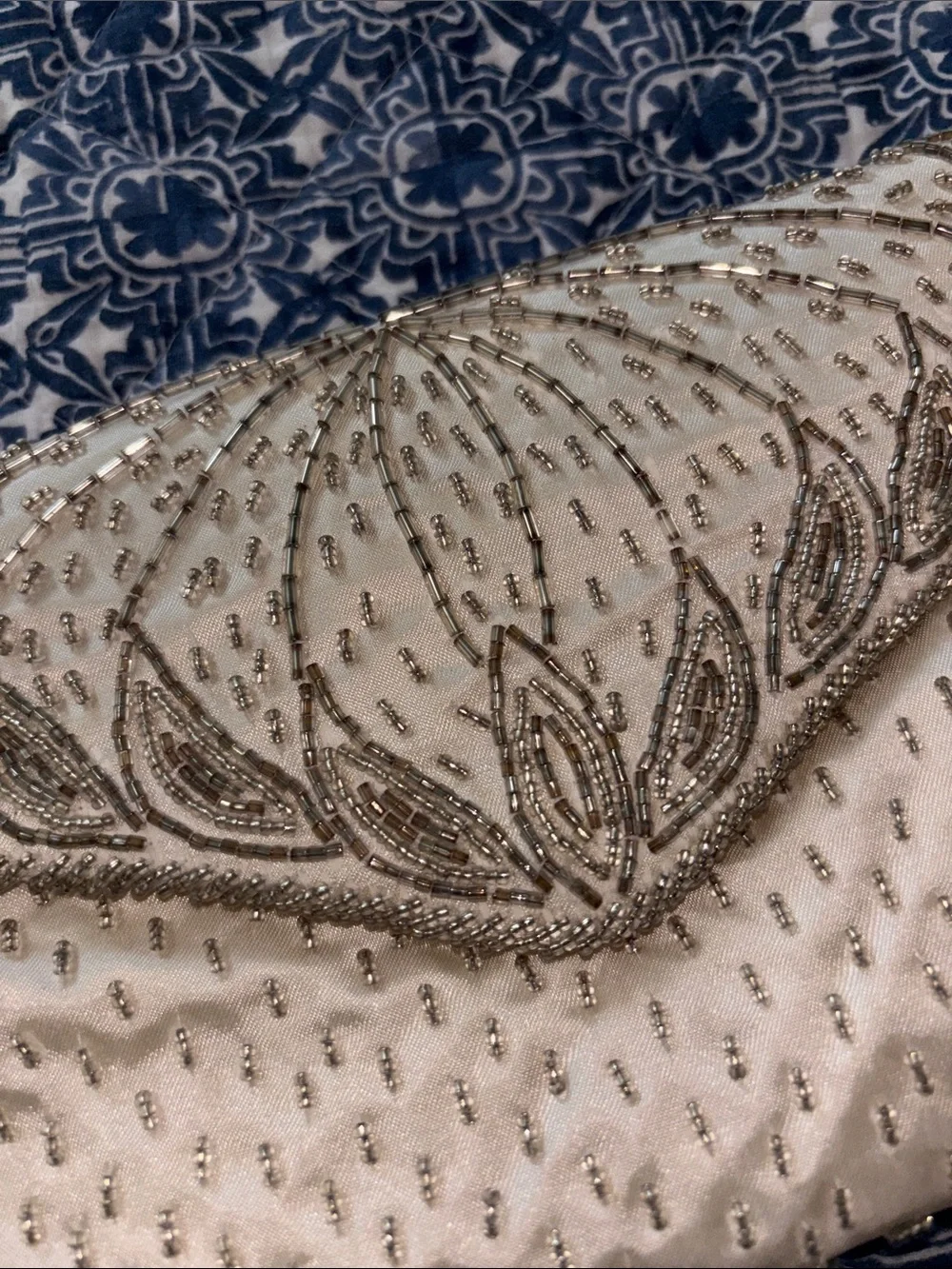Vintage Ivory Beaded Envelope Clutch